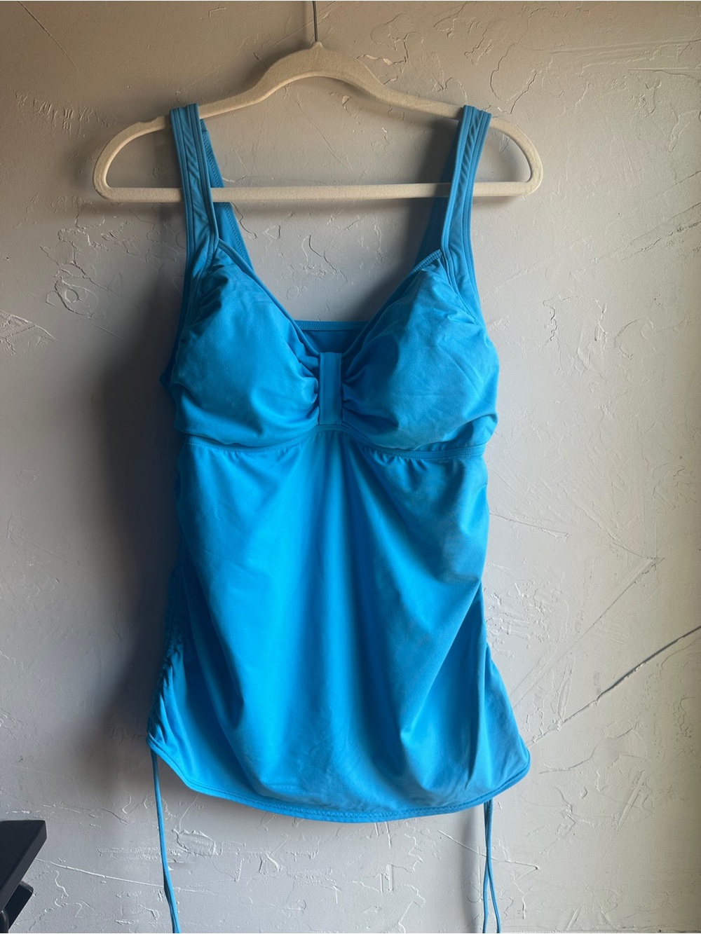 Lands' End Turquoise Ruched Tankini Swim Top Size 16 Y2K Mermaidcore‎ Beachcore